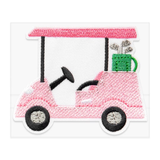 Pink Golf Cart Embroidered Iron-On & Adhesive Patch by Make Market®
